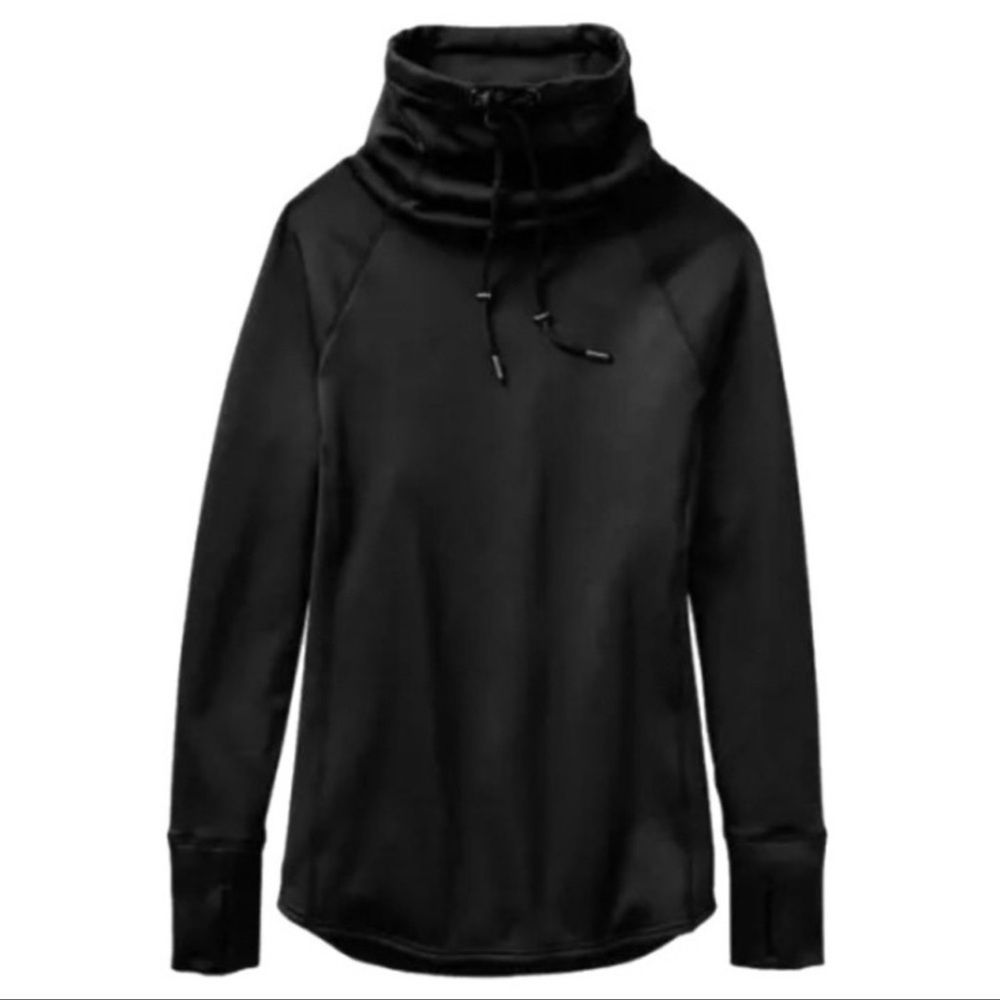 ATHLETA Black Cinch Popover Cowl Neck Sweatshirt L